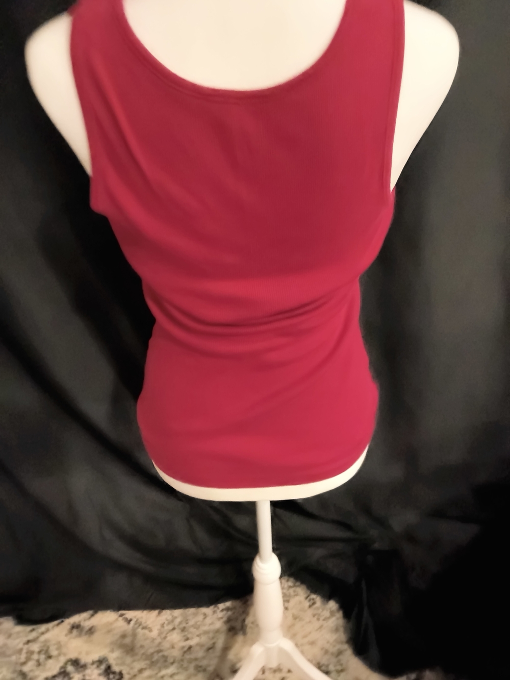 Sleeveless Ruffle-Trim Button Tank Top - Deep Berry - Picture 3 of 6